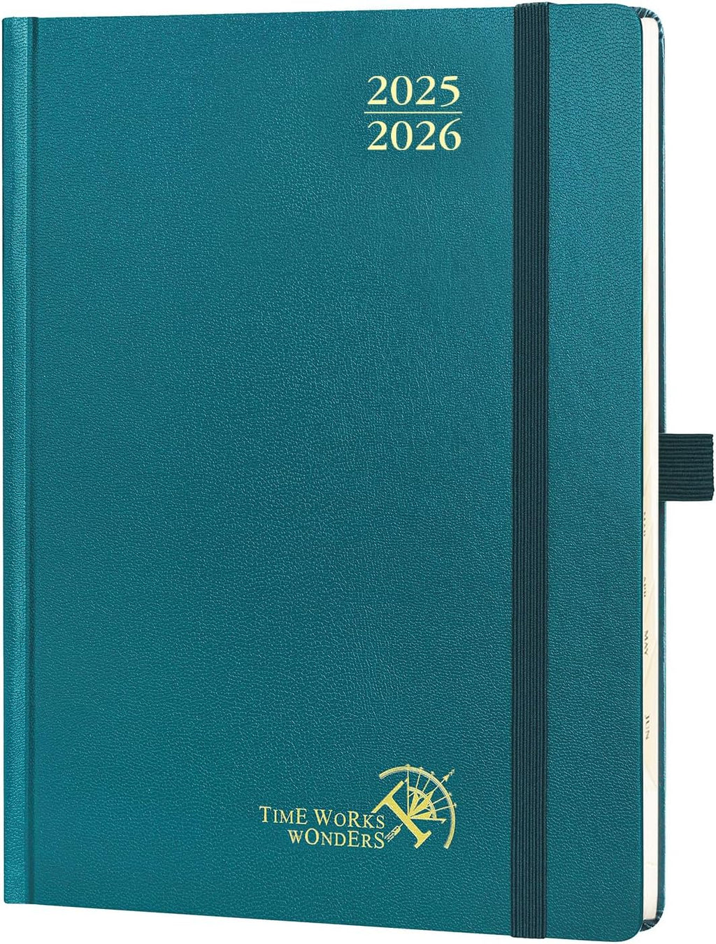 POPRUN Planner 2025-2026, (Medium 6.5'' x 8.5'' Hard Cover) Academic Calendar (July 25-June 26) Daily Weekly and Monthly Appointment Book with Hourly Time Slots, Monthly Tabs, 100 GSM - Pacific Green