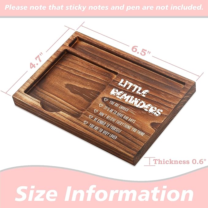 Little Reminders Sticky Note Holder Wooden Notepad & Pen Holder 6.5" x 4.7" Sticky Note Pad Holder Dispenser for Desk Work Motivational Gifts, NPA192