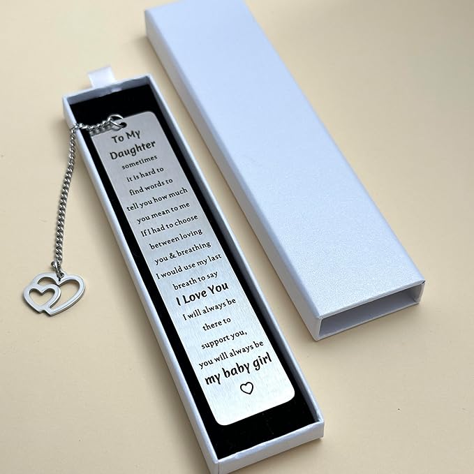 Daughter Christmas Birthday Gift, to My Daughter Gift from Mom Dad, Inspirational Bookmark for Kids Stepdaughter, 16th 18th 21st Birthday Gift for Teen Girls Graduation Gifts for Her
