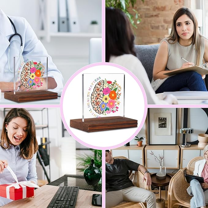 Mental Health Matters School Psychologist Gift Clear Desk Decor Signs, Graduation Gift for Psychiatrist Acrylic Plaque, Appreciation Thank You Gifts Mental Health Therapist Office Decor Signs TZD60