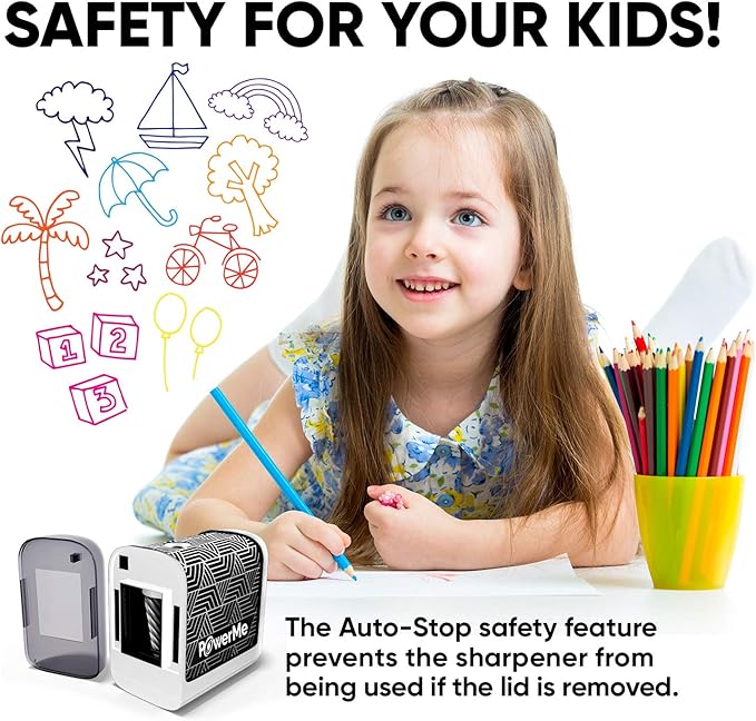 Electric Pencil Sharpener - Pencil Sharpener Battery Powered for Kids, School, Home, Office, Classroom, Artists – Battery Operated Pencil Sharpener For Colored Pencils, Ideal For No. 2 (White)