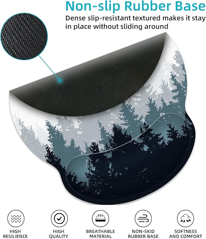 Ergonomic Mouse Pad with Wrist Support,Forest Mouse Pad with Wrist Rest,Relieve Wrist Pain Mousepad Non-Slip Rubber Base,Mouse Pads for Desk,Computers,Laptop,Office,Home,Gaming,Accessories