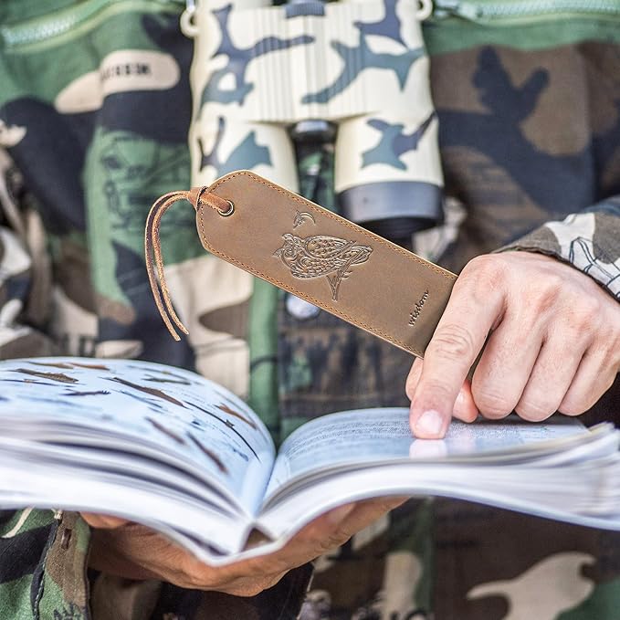 Leather Bookmarks for Men and Women | Quality Mens Bookmark with Wise Owl | 2 Smooth Handmade Leather Book Markers for Men Women Book Lovers Readers (7x2) Leather Gift | Sovereign-Gear