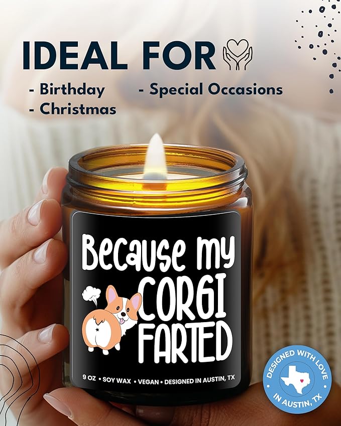 Funny Corgi Candle, Corgi Gifts for Corgi Lovers Women & Men, Corgi Gifts for Him, Cute Corgie Lovers Gift, Unique Corgi Gifts for Her, Ideal Corgie Lovers Gift for Birthday, Christmas, Gift-Ready