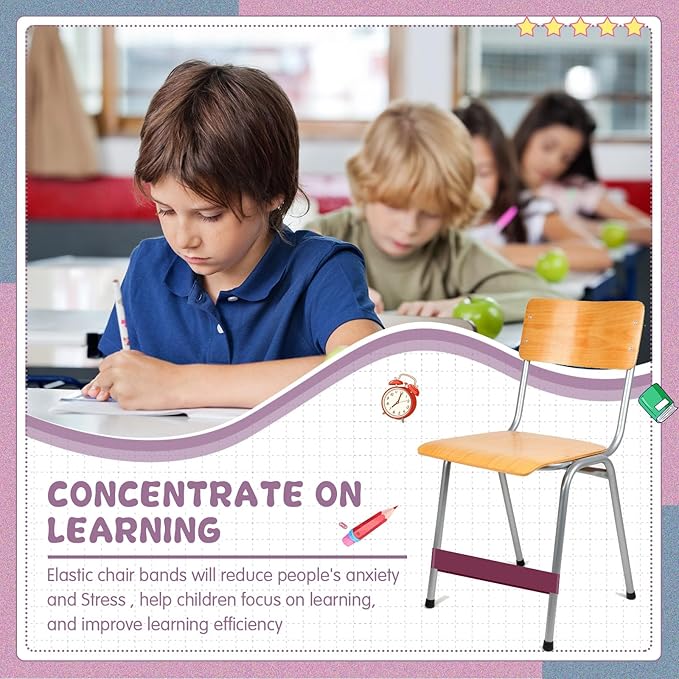 Berlune 24 Pcs Classroom Chair Bands Fidget Chairs and Desks Bands ADHD Autism Tools Bounce Flexible Seating for Classroom(Morandi Colors, 1.1 mm)