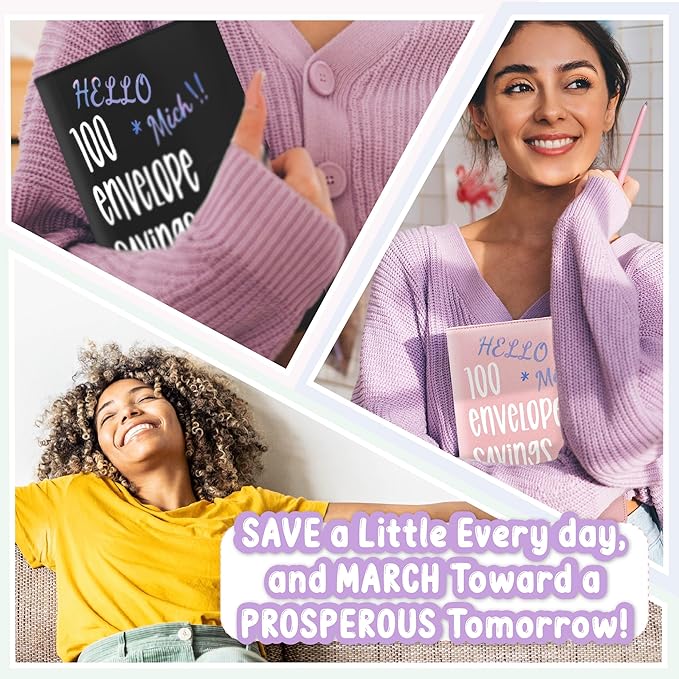 Axolotl 100 Envelopes Money Saving Challenge Binder, A5 Savings Budget Challenges Binders with Cash Envelopes, 100 Days Envelope Saving Binder Book, Budget Planner (Matt Purple)