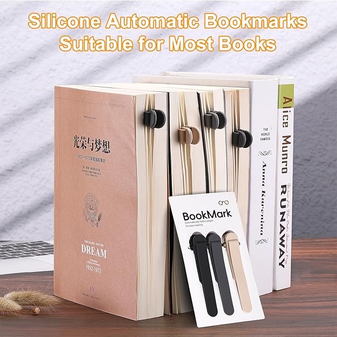 9Pcs Automatic Bookmark, Silicone Smart Book Marks for Reading Women, Men, Kids,Cute Unique Book Markers Bookmark Clip Reading Accessories Gifts for Book Lovers