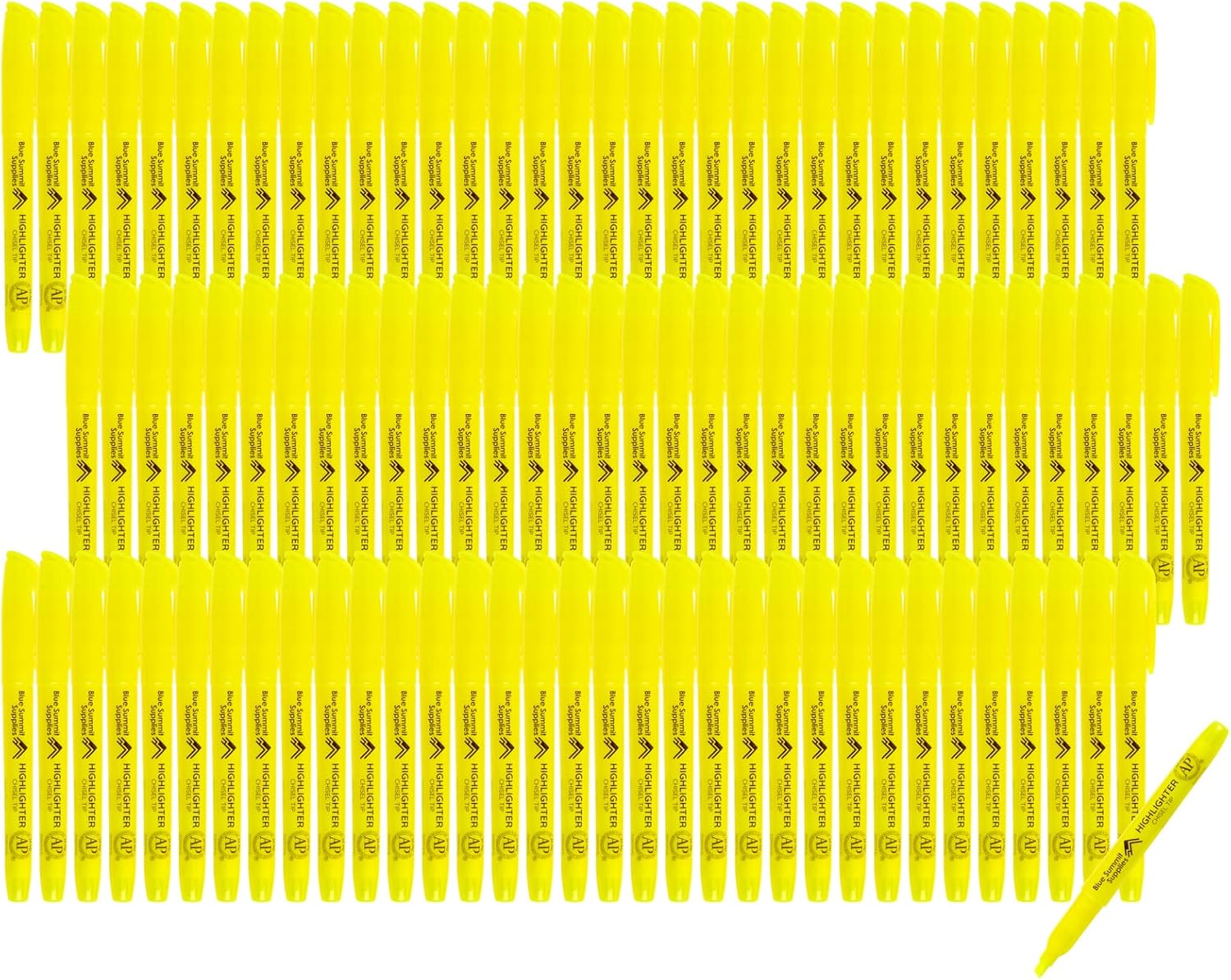 Blue Summit Supplies 100 Pack Chisel Tip Yellow Highlighters Bulk Classroom, Pocket Thin Highlighters Yellow Bulk for Adults and Kids Highlighting in Home, School, or Office, Quick Dry