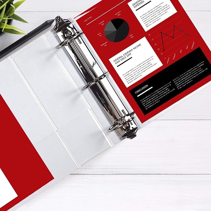 3 Ring Binder, Professional Angle D Ring Binder 4 Inch, Presentation Folder for Standard Pages 8.5 x 11 with Pockets, Crystal Clear View White Binder (4 Pack)