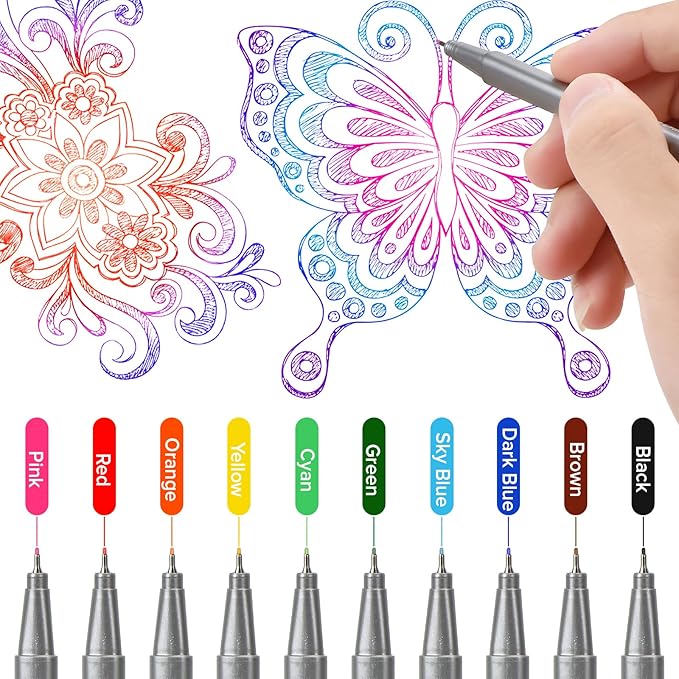 Niutop Easter Basket Stuffers Gifts for Teens Adults,Cute Colored Pens, 10-Color Aesthetic Drawing Pens Fine Tip Markers Journaling Pen Set, Fun Stationary, Scrapbook School Supplies