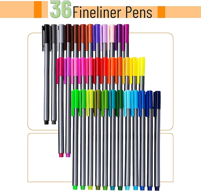 Mr. Pen- Pens, Fineliner 36 Pack, 0.4 mm, Pens Fine Point, Colored Journal Journals Supplies, Bible Pen Set, Art Writing Tip Markers