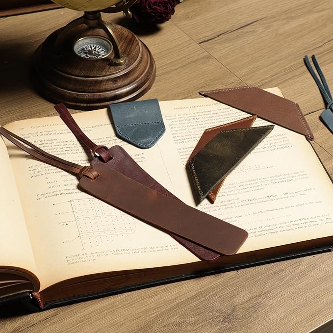Londo Genuine Leather Handmade Bookmark (Set of 2) (Magnetic, Damson)