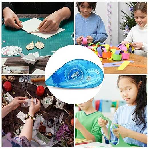 Glue Runner Permanent, Double Sided Adhesive Scrapbook Runner Tape Roller, 0.3-inch by 360-Inch, Permanent Adhesive Dots Roller Applicator - 10 Packs Blue and White