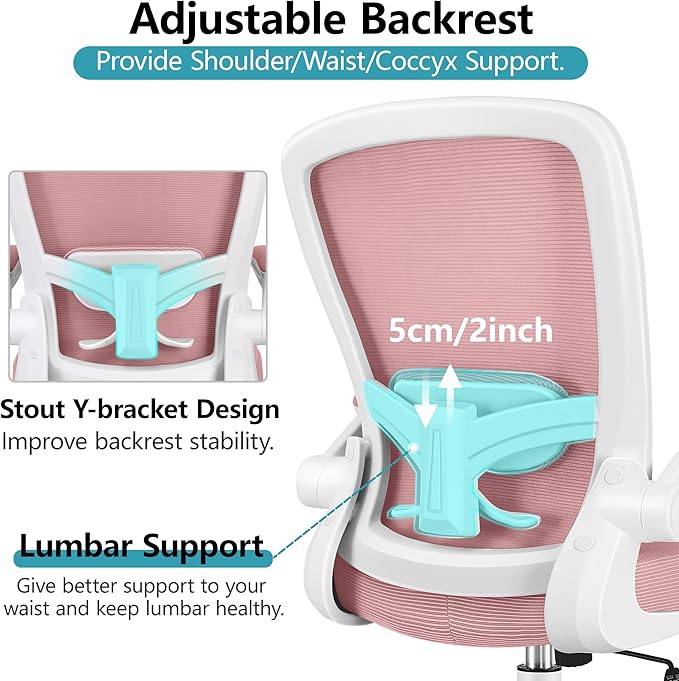 FelixKing Office Chair, Ergonomic Desk Chair Breathable Mesh Chair with Adjustable High Back Lumbar Support Flip-up Armrests, Executive Rolling Swivel Comfy Task Computer Chair for Home Office