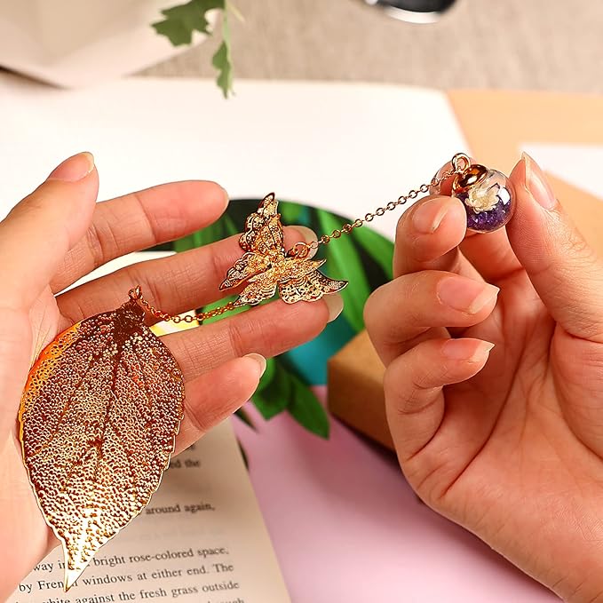 Toirxarn Gold Bookmark with Butterfly Charm - Elegant Bookmarks for Women, Book Lovers Gifts, Book Marker for Reading, Teacher Appreciation Gifts, Unique Birthday Gifts, Stocking Stuffers