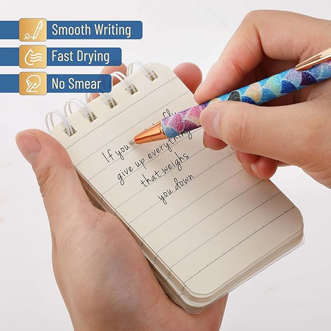 Mr. Pen- Fancy Pens for Women, Azure Elegance, 7 Black Ink Ballpoint Pens with 10 Refills, 1.0mm, Cute Pens for Journaling, Easter Gift