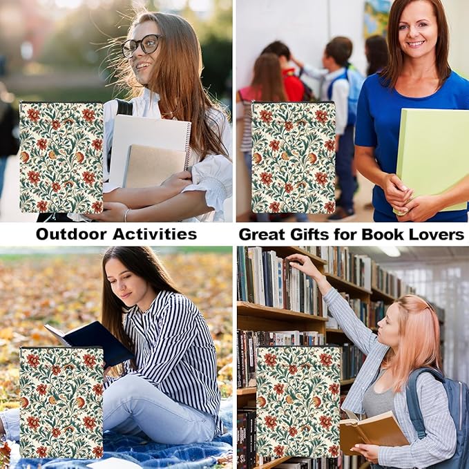 Botanical Book Sleeve, Classic Flower Book Covers for Paperbacks, Floral Book Pouch Book Protector, Book Lovers Gifts for Women Girls Wife, Book Accessories Book Club Gifts Christmas Birthday Gifts
