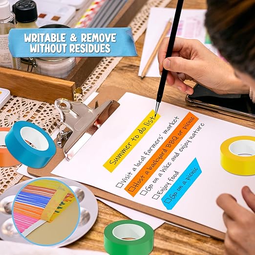 ALLFUN 8 Pieces Colored Masking Tape, Kids Arts & Crafts Colored Tape, Craft Tape, Colored Painters Tape