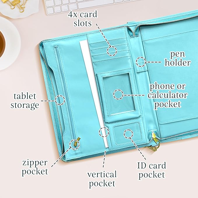 Portfolio Organizer Comes with a Small Notebook, Faux Leather Portfolio, Multicolored Padfolio, Padfolio for Women, Portfolio Notebook, Leather Folder, Business Folder, Portfolio Binder