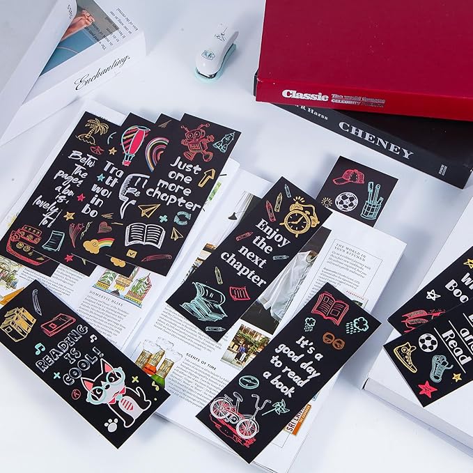 LiYiQ 100 Pcs Reading Rocks Bookmarks Rockets Design Bookmarks 7×2.5-inch Double-Sided Bookmarks for Book Lovers Cute Bookmarks for Reading Bookmarks for Students School Supplies