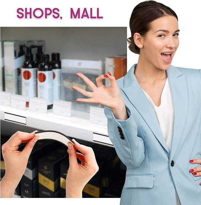 Availey 40 Pack Magnetic 'C' Channel Label Holders for Metal Racks and Shelves with Protective Films and Replacement Strips 4" x 1.6"