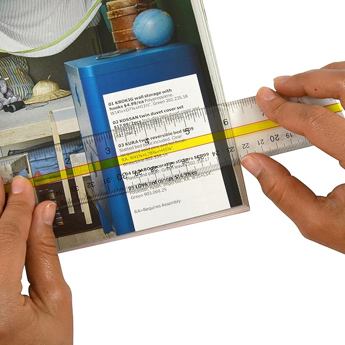 Acrylic Data Highlight Reading Ruler with Tinted Guide, 15" Clear