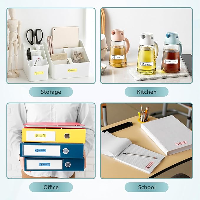 P21 Label Maker Machine with Tape, Bluetooth Label Printer Thermal Mini Label Makers with Built-in Cutter and Multiple Templates, Portable Printers for School, Office, Home Use (Blue)