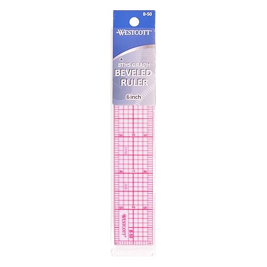 Westcott 8ths 6-Inch Beveled Transparent Ruler (B-50), Clear