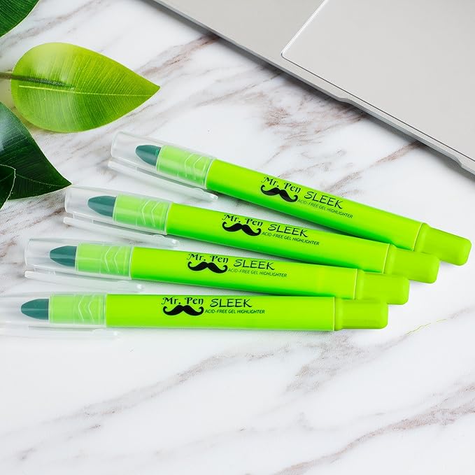 Mr. Pen No Bleed Gel Highlighter, Bible Highlighters, Green, Pack of 4