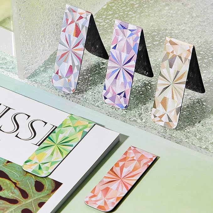 Zonon 10 Pieces Magnetic Bookmarks Magnet Page Markers Kaleidoscope Bookmarks Clips for Students Reading, Planners, Journals, Books