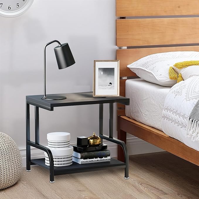 2-Tier Printer Desk Stand, Desktop Printer Stand, Printer Stand for Desk, Printer Shelf Desk Organization for Home,Office Desktop Printer,3D Printer,Fax Machine,Scanner,17.3”D x 11.8”W x 15.7”H, Black