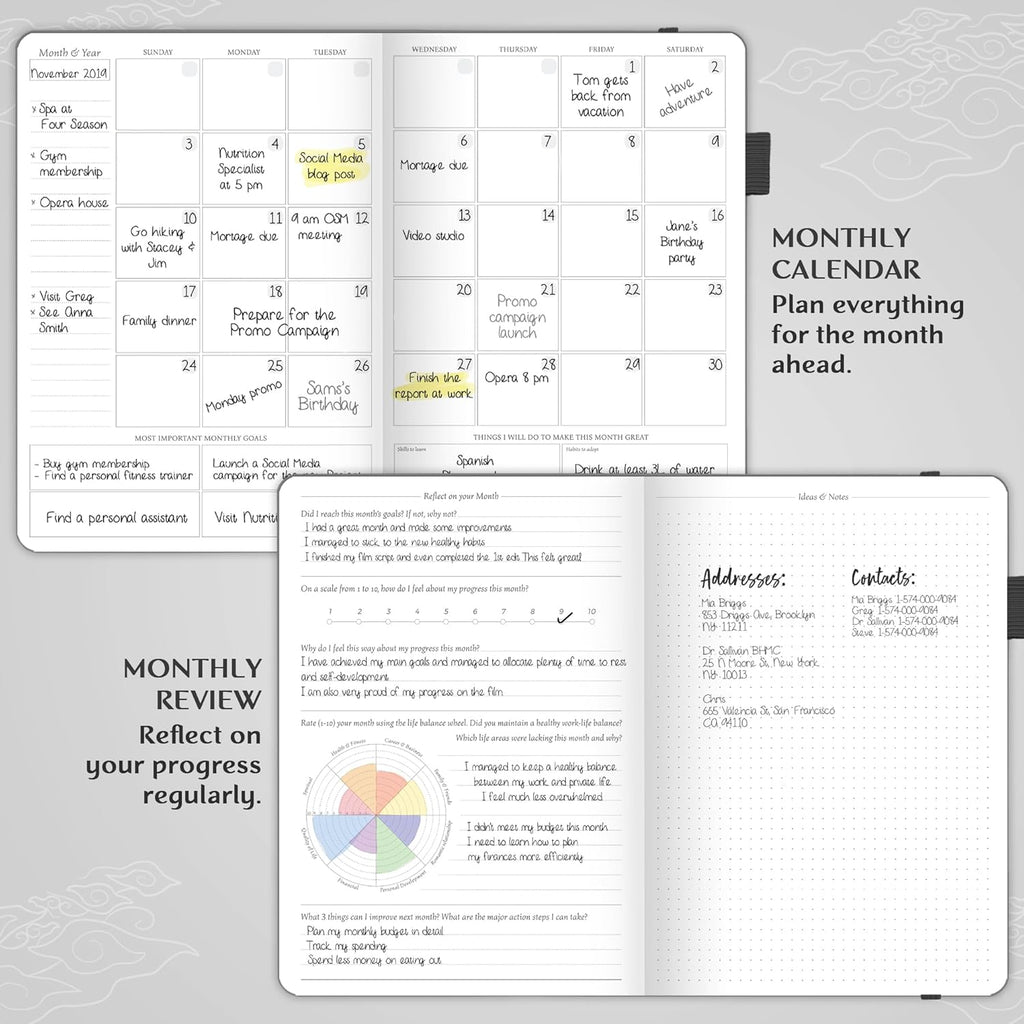 Legend Planner PRO – Deluxe Weekly & Monthly Life Planner to Increase Productivity and Hit Your Goals. Time Management Organizer Notebook – Undated – 7 x 10" Hardcover + Stickers – Mystic Gray