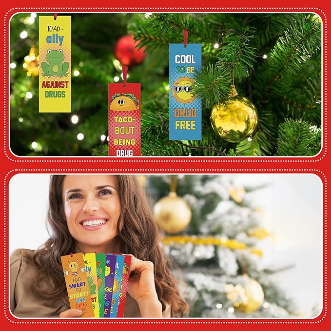 60 Pcs Red Ribbon Week Bookmark Drug Free Bookmarks Red Ribbon Awareness Bookmark Toad Ally Against Drugs Exchange Gifts for Kids Adult School Classroom Prizes Party Favors