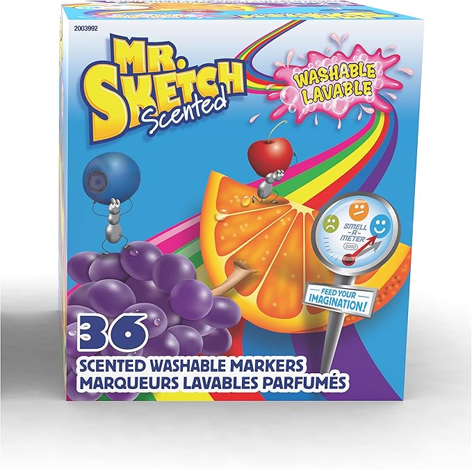 Mr. Sketch Scented Washable Markers, Chisel Tip Marker, Assorted Colors, 36 Count