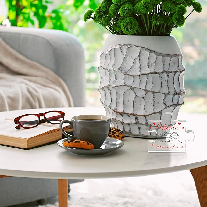 Nephew Gifts - Acrylic Puzzle Keepsake Nephew Gift - Heartwarming Nephew Gifts From Auntie, Uncle - Happy Birthday Nephew Gift Paperweights - Christmas, Birthday, Graduation, Wedding Gifts for Men