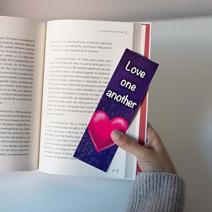 Love One Another, John 13:34, Bulk Pack of 25 Christian Bookmarks for Kids, Childrens Bible Verse Book Markers, Sunday School Prizes with Memory Verses, Scripture Gifts for Kids & Youth