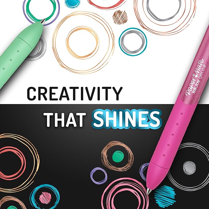 Paper Mate InkJoy Gel Pens, Metallic Pens, Retractable, Medium Point, (0.8mm) Assorted Colors, 6 Count