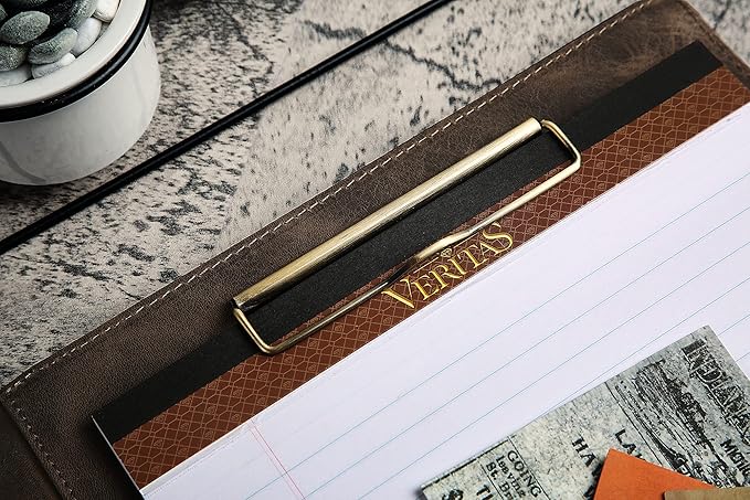 Personalized Leather Portfolio for Men, Engraved Leather Clipboard Portfolio Binder, Custom Leather Legal Pad Padfolio, Christmas Gift for His/Her (Clipboard, Grey-Standard)