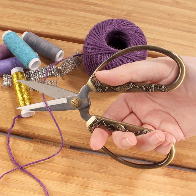 JubileeYarn Classic Chinese Small Embroidery Craft Scissors - Bronze, Copper, Silver - 3 Scissors Each