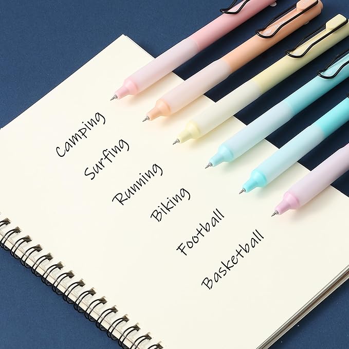 Mr. Pen- Retractable Gel Pens, 6 Pack, Black Ink Gel Pens, Pastel Barrels, Fast Dry, Gel Pens Fine Point 0.5mm, Retractable Pens, Cute Pens, Gel Ink Pens, Aesthetic Pens for Journaling Fine Tip Pens