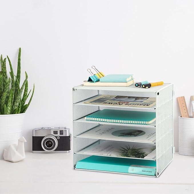 EASEPRES 5 Slot Desk Organizer Tray, White