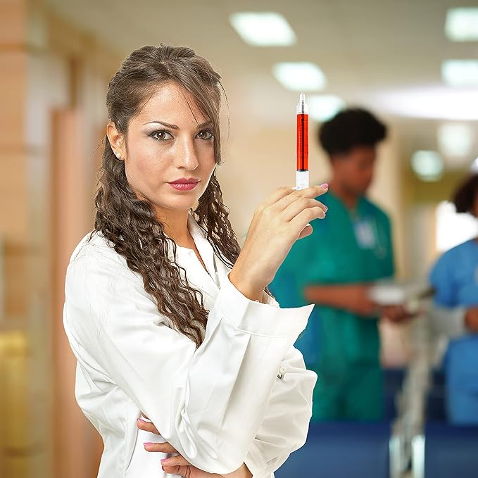 JOYIN 36pk Retractable- Syringe Pens Bulk Party Favors Fun Nurse Pens, Multi Color Novelty Pens, Nursing School Supplies, Halloween Party Favors