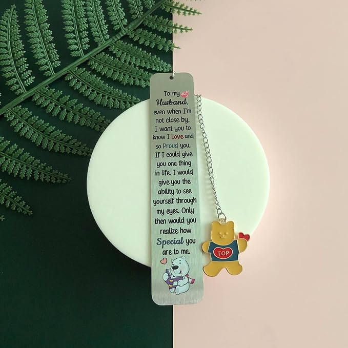 Husband Bookmarks Birthday Gift Man Christmas Encourage Bookmark Valentines Day Distance Miss You Cute Present Appreciate Wedding Anniversary Love Reminder Keepsakes I Love Proud of You for Him Bear