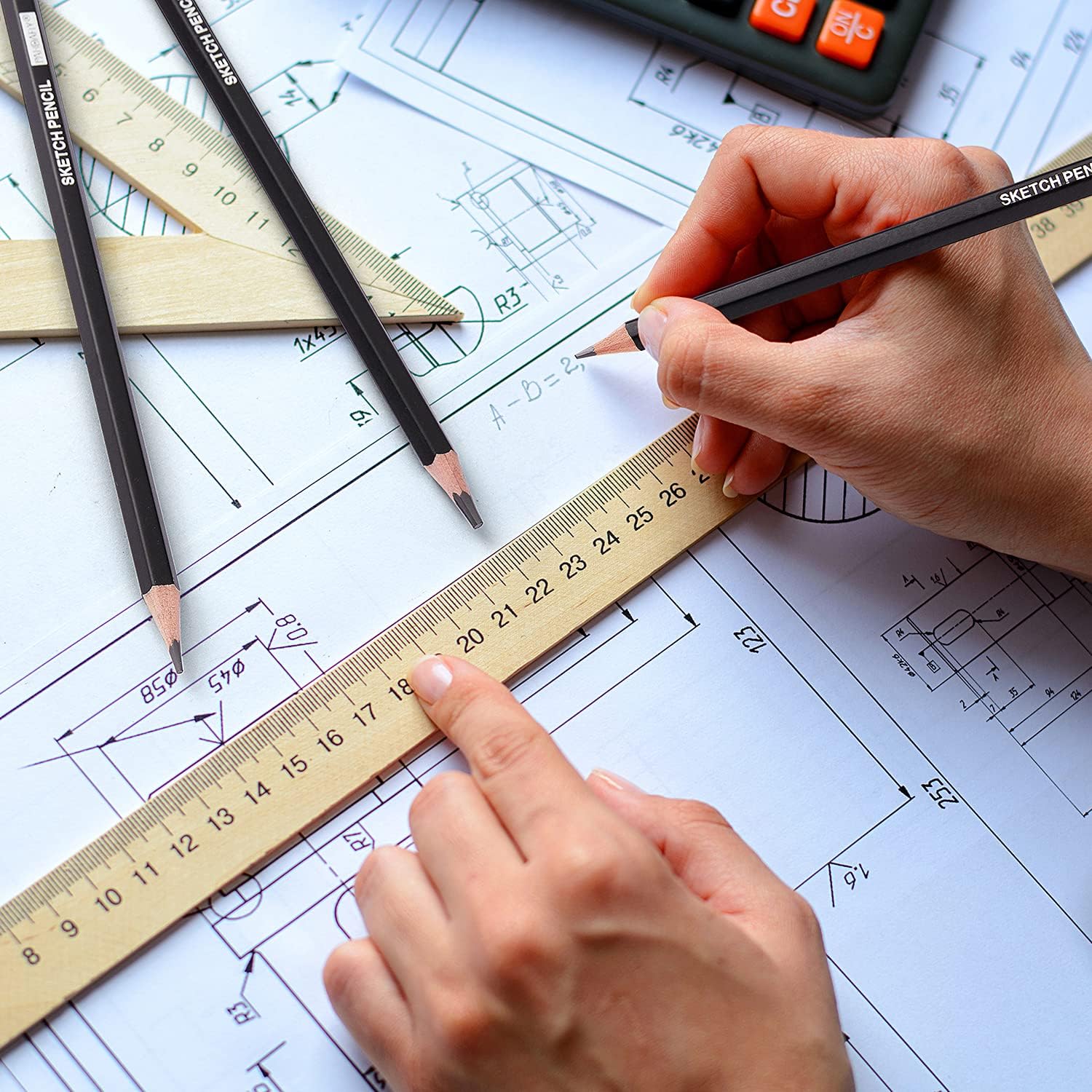 PANDAFLY Professional Drawing Sketching Pencil Set - 12 Pieces Graphite Pencils(14B - 2H), Ideal for Drawing Art, Sketching, Shading, Artist Pencils for Beginners & Pro Artists