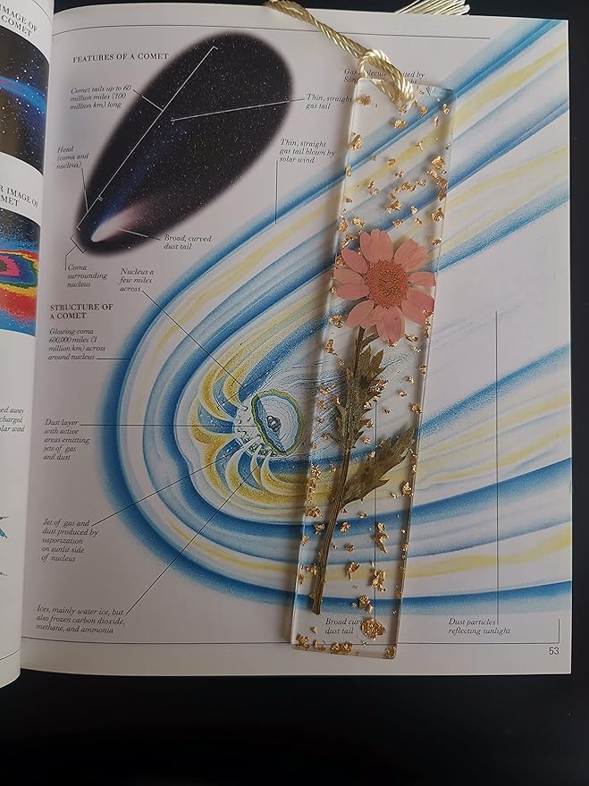 5.5x1 inch Flower Handmade Bookmark Resin Floral with Dried Flowers… (Pink Daisy)