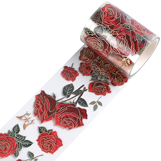 Rose Flower Scrapbook Supplies - Vintage Red Flower Junk Journal Supplies, Floral Srapbooking Tapes Art Crafts Decorative