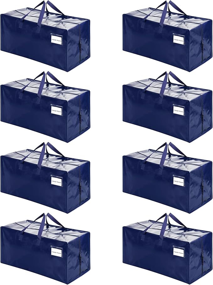 VENO 8 Pack Moving Bags w/Backpack Straps, Moving Boxes & Storage Bins Alternative, Packing Supplies, Camping Accessories Totes for Storage, Dorm Room Essentials Storage Bags (Blue, 8 Pack)