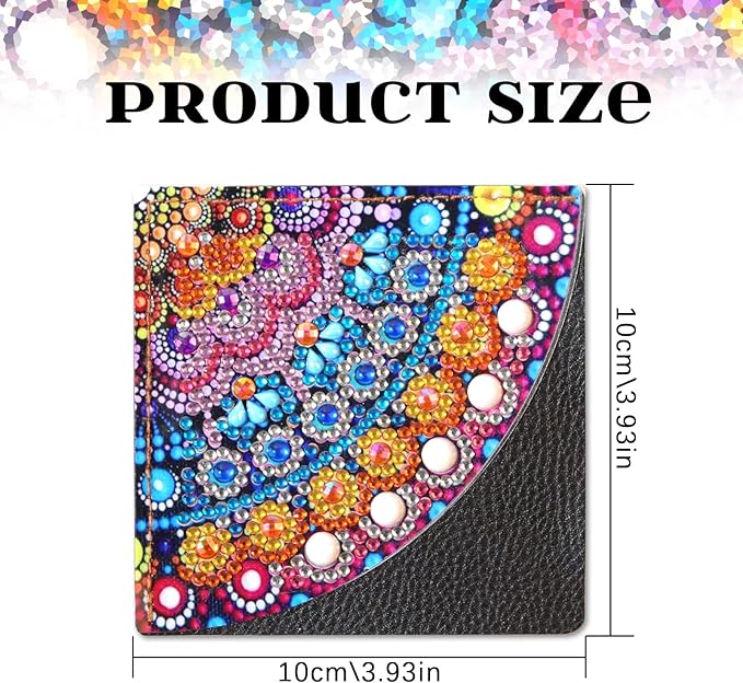 AiYuanzsh 4 Pieces Diamond Painting Kits Mandala Bookmarks DIY Leather Corner Bookmark Art Craft 5D Special Shaped Crystal Paint by Numbers for Adults Gift (10x10 cm)