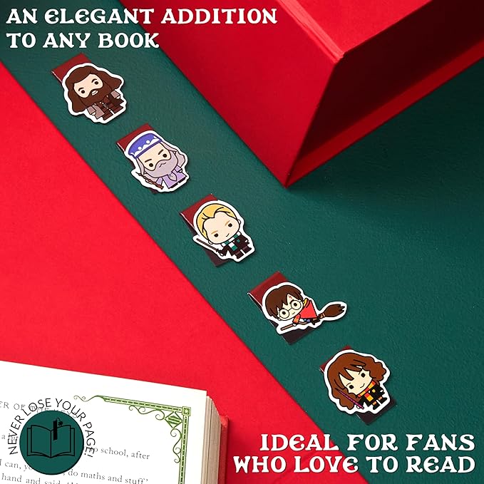 Harry Potter Magnetic Bookmarks Page Clip School University for Kids Teens Women Stocking Stuffers Gifts for Readers Xmas Gifts (Multi 8 Pack)