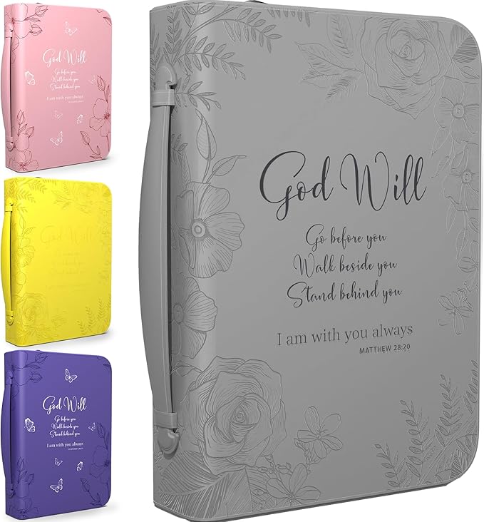 DEHITE Briefcase for Women – Leather Carrying Bag Large Size – | Fits Book 7 x 10.1 x 1.9 IN | Pen Slots | Zippered Pocket | Premium Faux Leather | – Grey Christian Gift Accessory